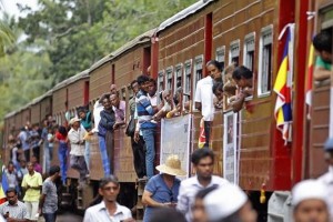 Sri Lankan train Samudra Devi makes special journey to commemorate the 10th anniversary of the Indian Ocean tsunami, at Pereliya