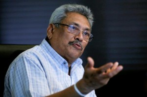 Gotabaya Rajapaksa, Sri Lanka's former defence secretary and brother of former President Mahinda Rajapaksa speaks to the members of the Foreign Correspondents Association of Sri Lanka in Colombo