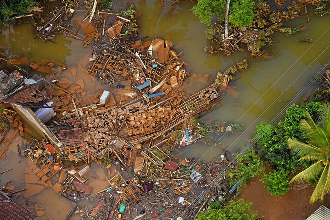 Debris of houses is seen after a flood affected a village in Matara